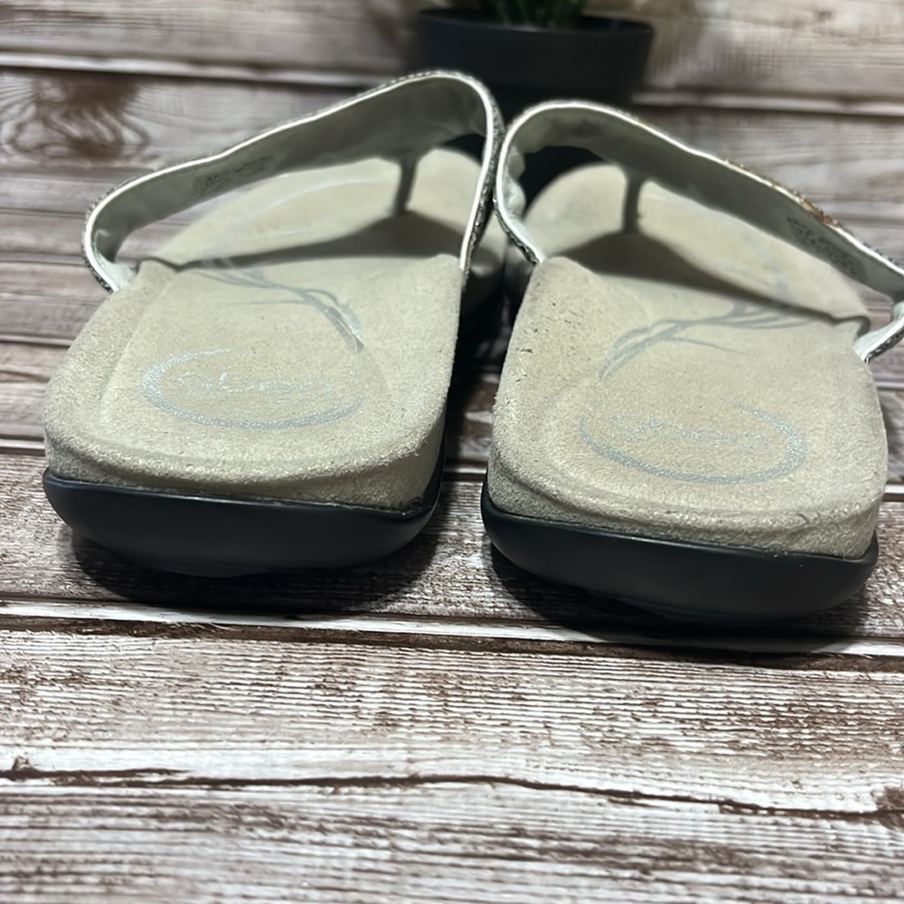 Obeo Brisa Elegant Black and Gray Beaded Women's Sandals Thong Size 9 - Picture 9 of 11